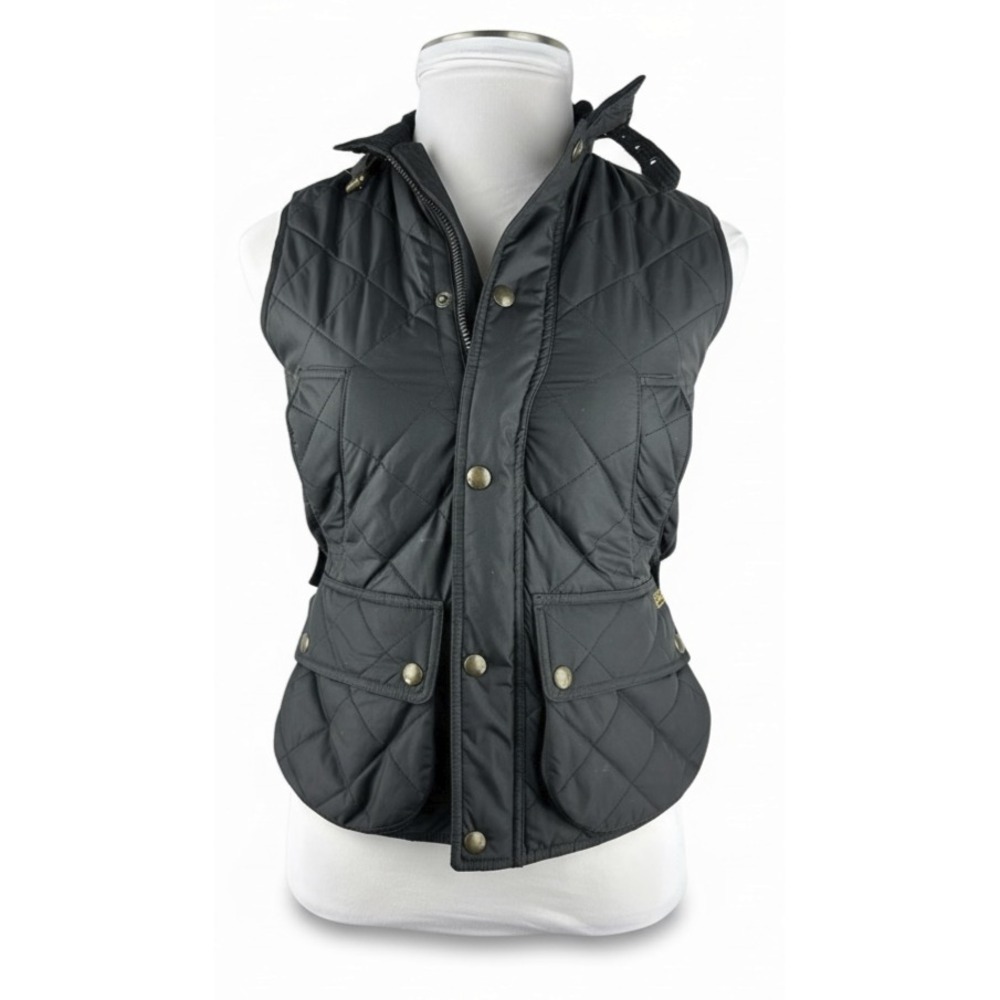 Polo Ralph Lauren Diamond Quilted Vest XS Black Full Zip Corduroy Collar Belt - Picture 16 of 16